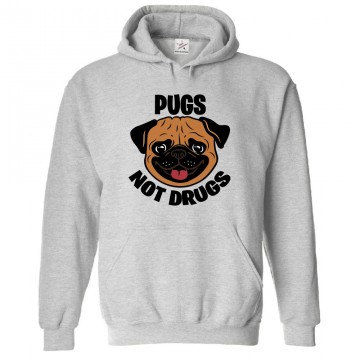 Pugs Not Drugs Classic Unisex Kids and Adults Pullover Hoodie For Dog Lovers